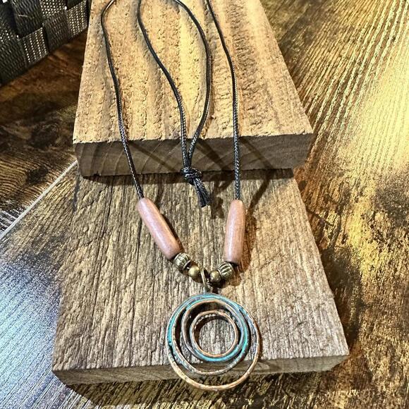 Bohemian Spiral Pendant Necklace with Wooden Beads, Gift Box - Picture 7 of 7